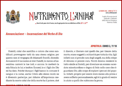 Al momento stai visualizzando Nutrimento per l’Anima – Annunciazione – Incarnazione del Verbo di Dio