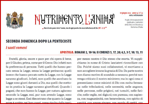 Al momento stai visualizzando Nutrimento per l’Anima – SECONDA DOMENICA DOPO LA PENTECOSTE – I santi romeni