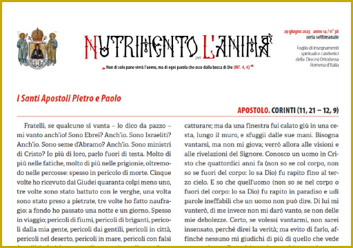 Al momento stai visualizzando Nutrimento per l’Anima – I Santi Apostoli Pietro e Paolo