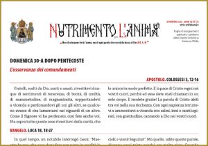 Scopri di più sull'articolo Nutrimento per l’Anima – DOMENICA 30-A DOPO PENTECOSTE – L’osservanza dei comandamenti