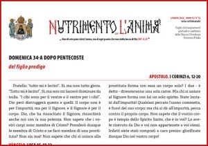 Scopri di più sull'articolo Nutrimento per l’Anima – DOMENICA 34-A DOPO PENTECOSTE – del figlio prodigo