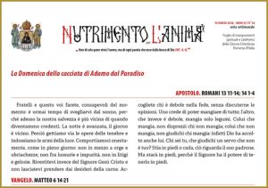 Scopri di più sull'articolo Nutrimento per l’Anima – La Domenica della cacciata di Adamo dal Paradiso